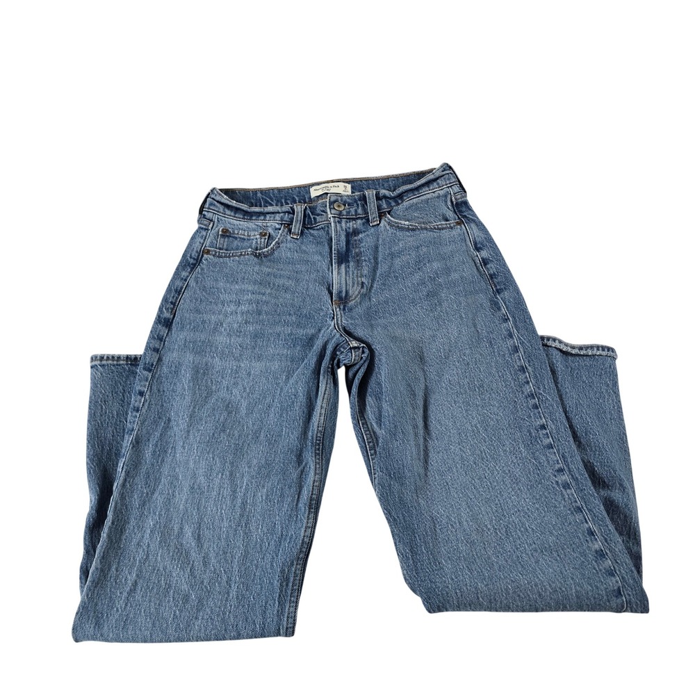 Abercrombie & Fitch Curve Love The Baggy Low Rise Jeans Blue Medium Wash 26/2S